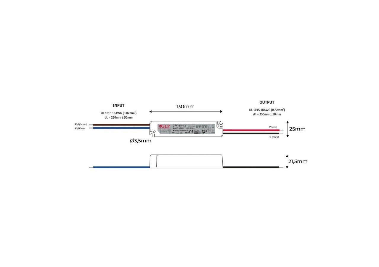 Alimentation LED étanche 12V DC-18W- IP67-GLP - GPV-18-12 - Barcelona LED