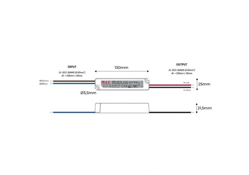 Alimentation LED étanche 12V DC-18W- IP67-GLP - GPV-18-12 - Barcelona LED