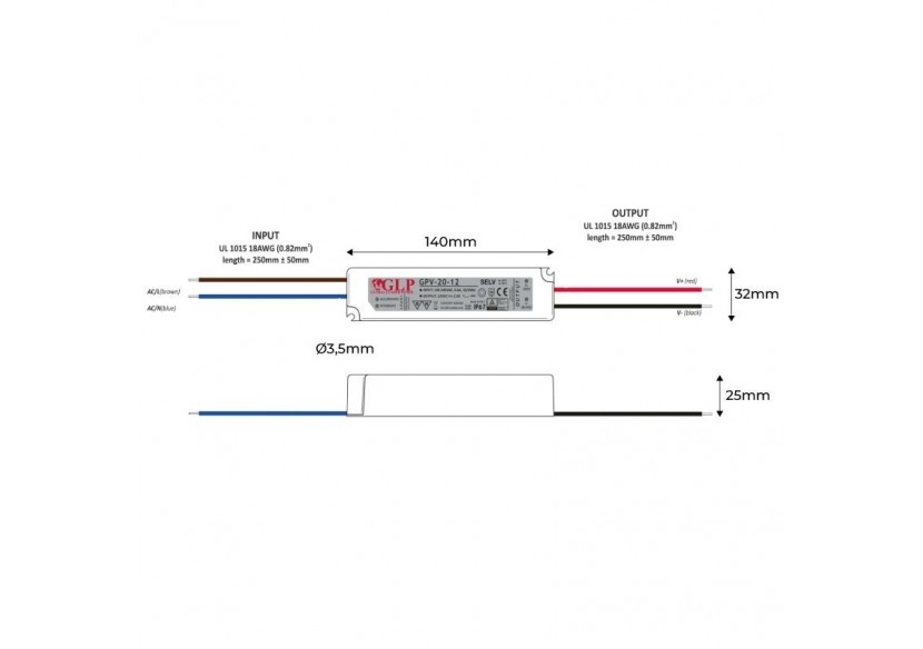 Alimentation LED étanche 12V DC-20W- IP67-GLP - GPV-20-12 - Barcelona LED