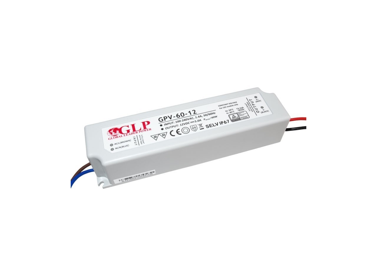 Alimentation LED étanche 12V DC-60W- IP67-GLP - GPV-60-12 - Barcelona LED