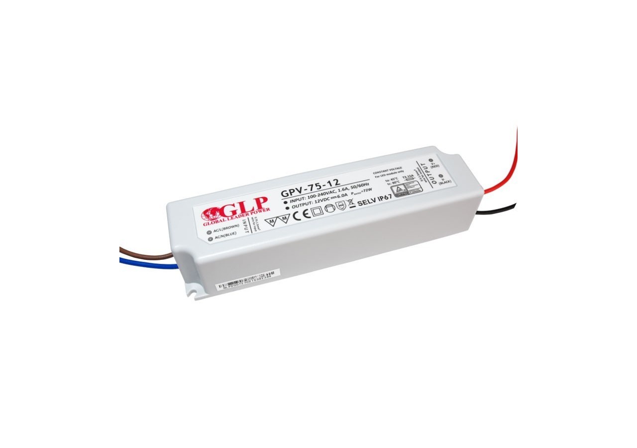 Alimentation LED étanche 12V DC-75W- IP67-GLP - GPV-75-12 - Barcelona LED