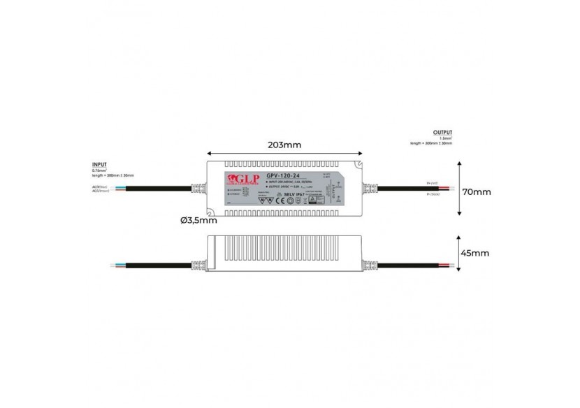 Alimentation LED étanche 12V DC-120W- IP67-GLP - GPV-120-12 - Barcelona LED
