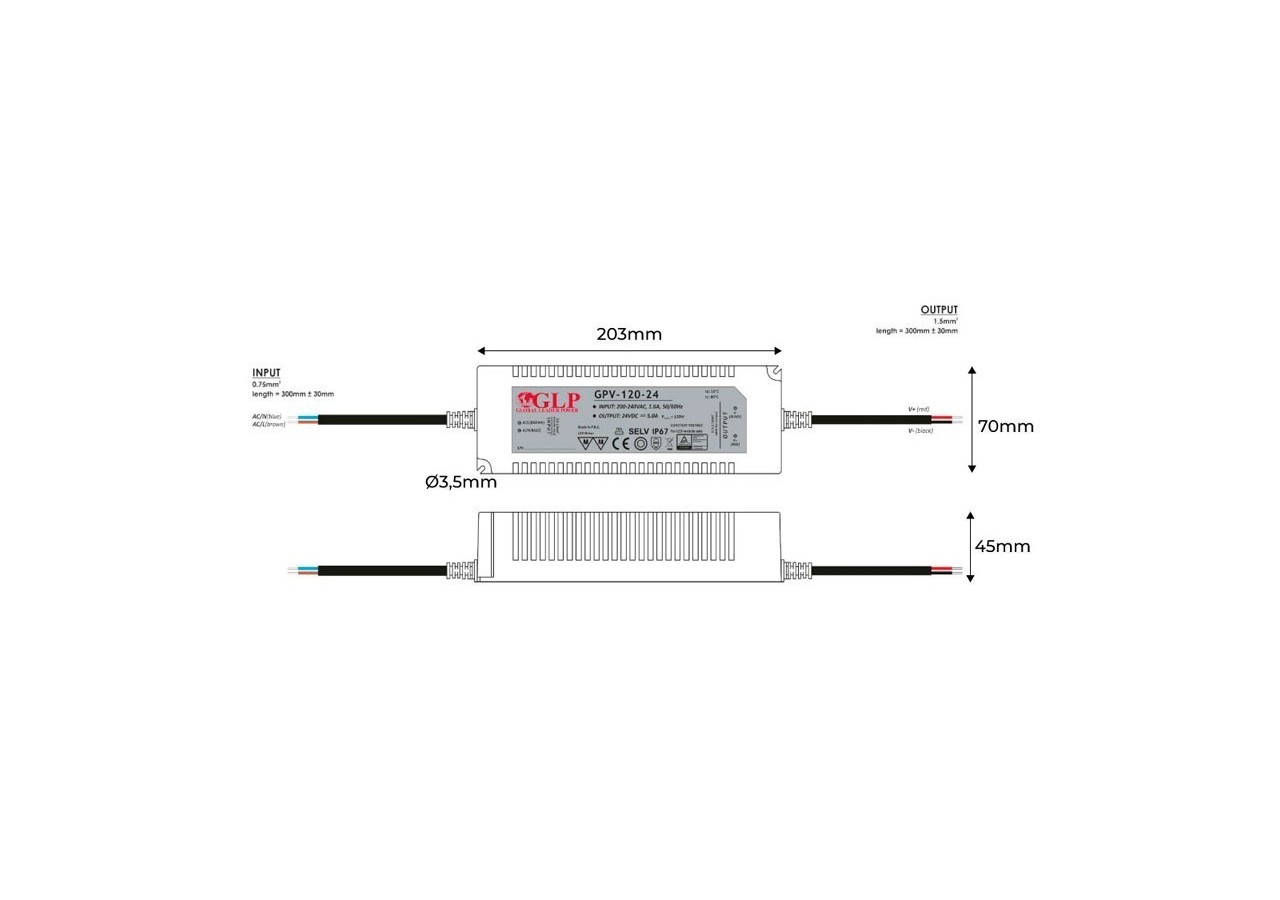 Alimentation LED étanche 24V DC-120W- IP67-GLP - GPV-120-24 - Barcelona LED