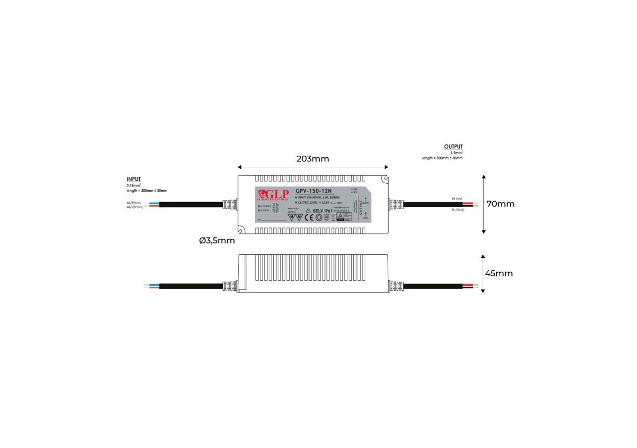 Alimentation LED 150W 12V-GPL - GPV-150-12 - Barcelona LED