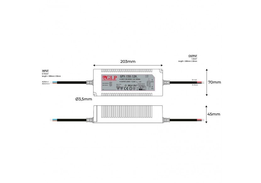 Alimentation LED 150W 12V-GPL - GPV-150-12 - Barcelona LED