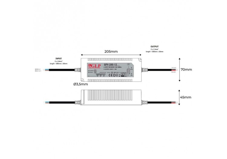 Alimentation LED étanche 12V DC-200W- IP67-GLP - GPV-200-12 - Barcelona LED 2