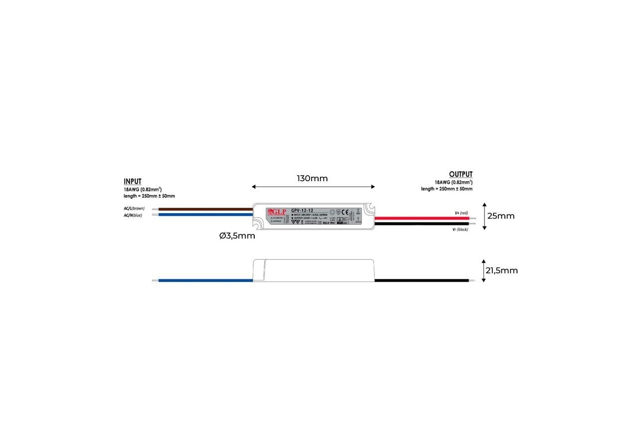 Alimentation LED étanche 24V DC-12W- IP67-GLP - GPV-12-24 - Barcelona LED