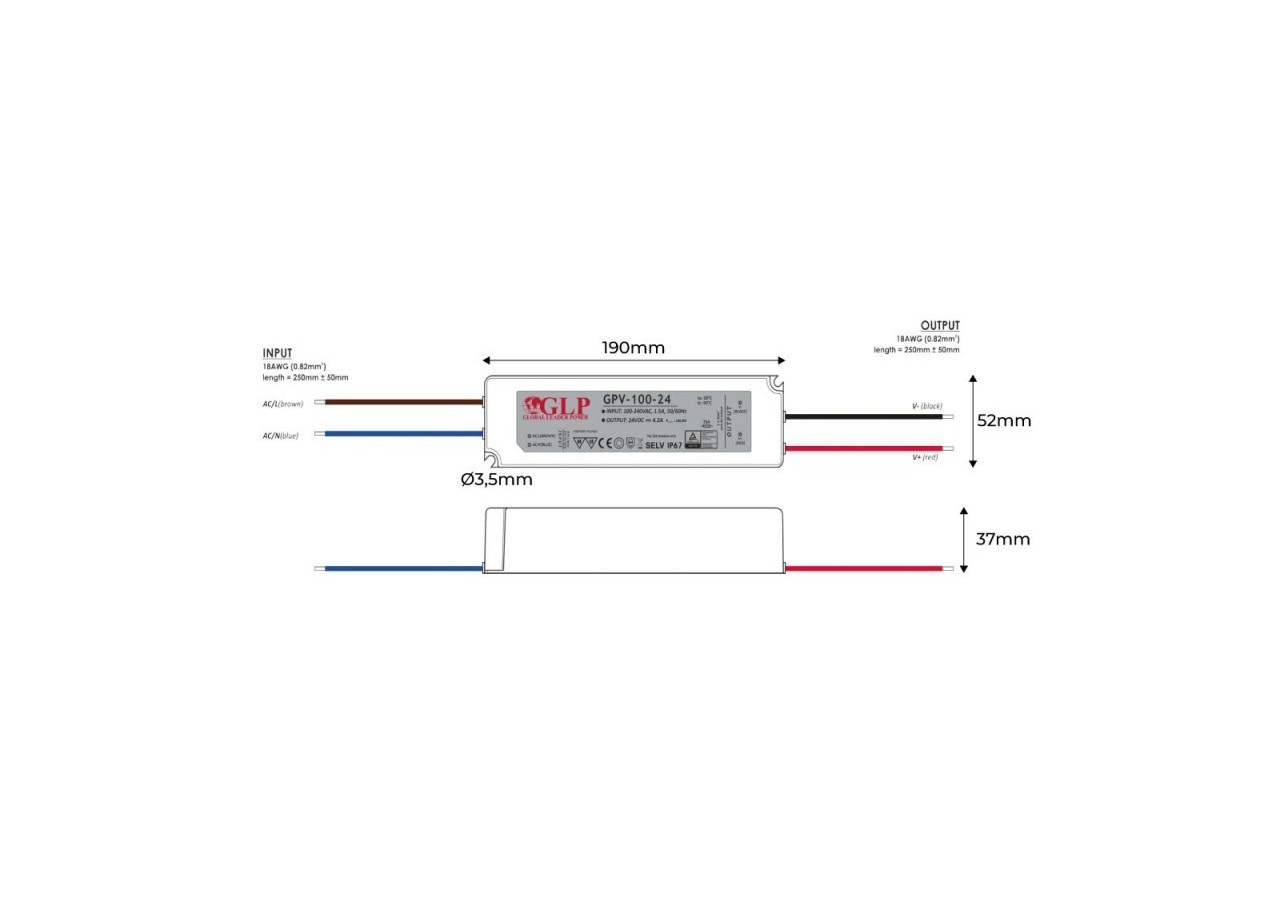 Alimentation LED étanche 24V DC-100W- IP67-GLP - GPV-100-24 - Barcelona LED