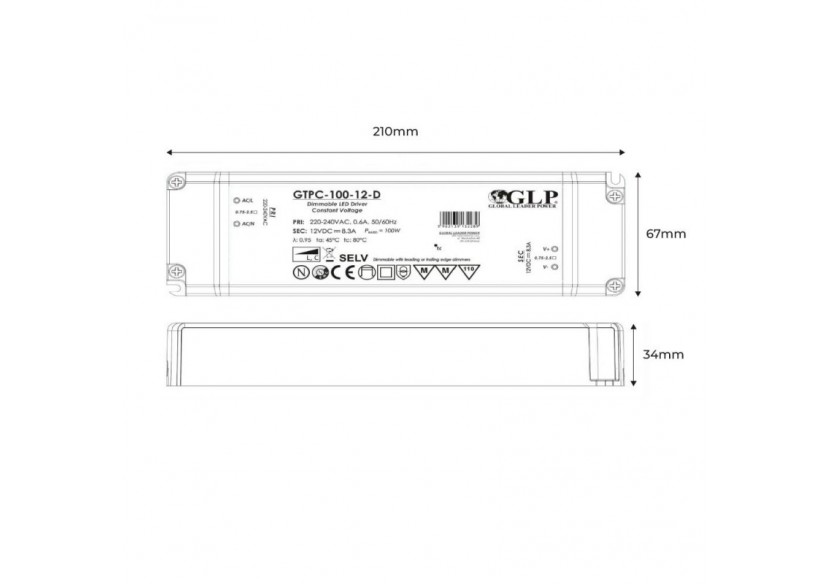Alimentation Triac LED dimmable à tension constante 100W 24V - GTPC-100-24-D - Barcelona LED