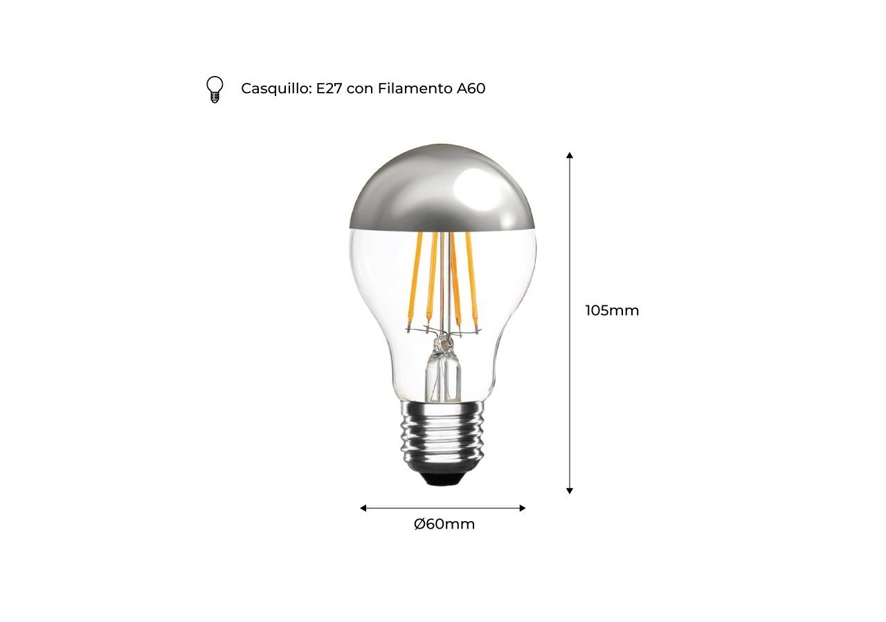 Ampoule LED effet miroir argenté E27 6W - BFE1-A60E27-BC - Barcelona LED
