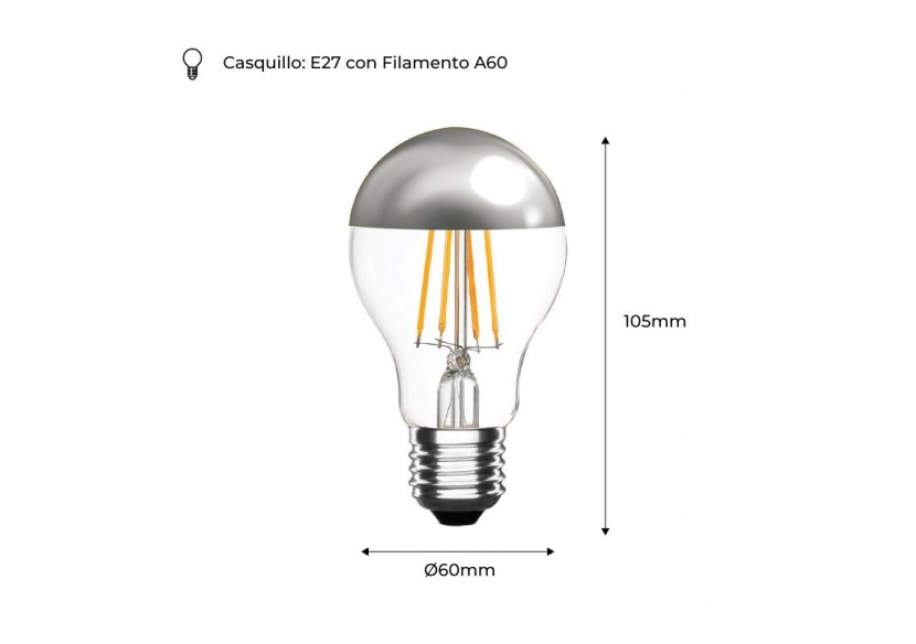Ampoule LED effet miroir argenté E27 6W - BFE1-A60E27-BC - Barcelona LED