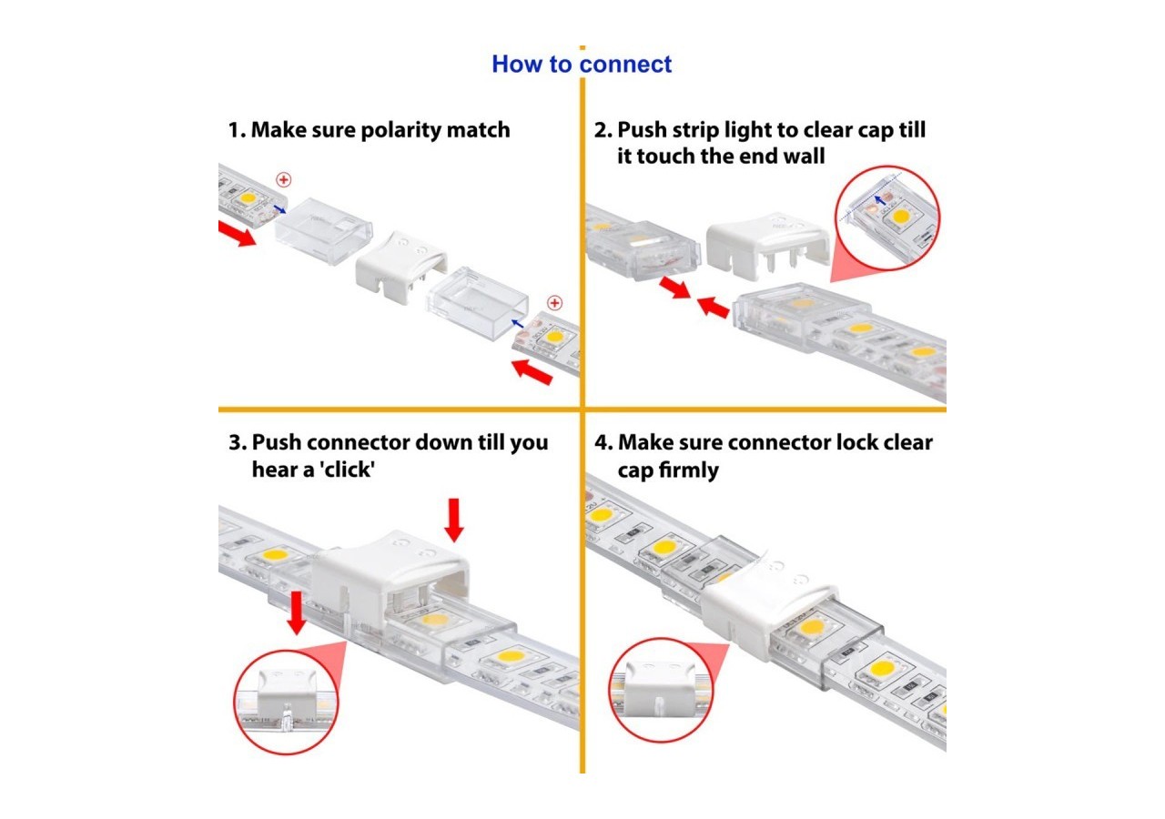 Connecteur étanche pour ruban LED avec câble-2 pins-ruban de 10 mm-IP68 - SDN10BXB-2W80 - Barcelona LED