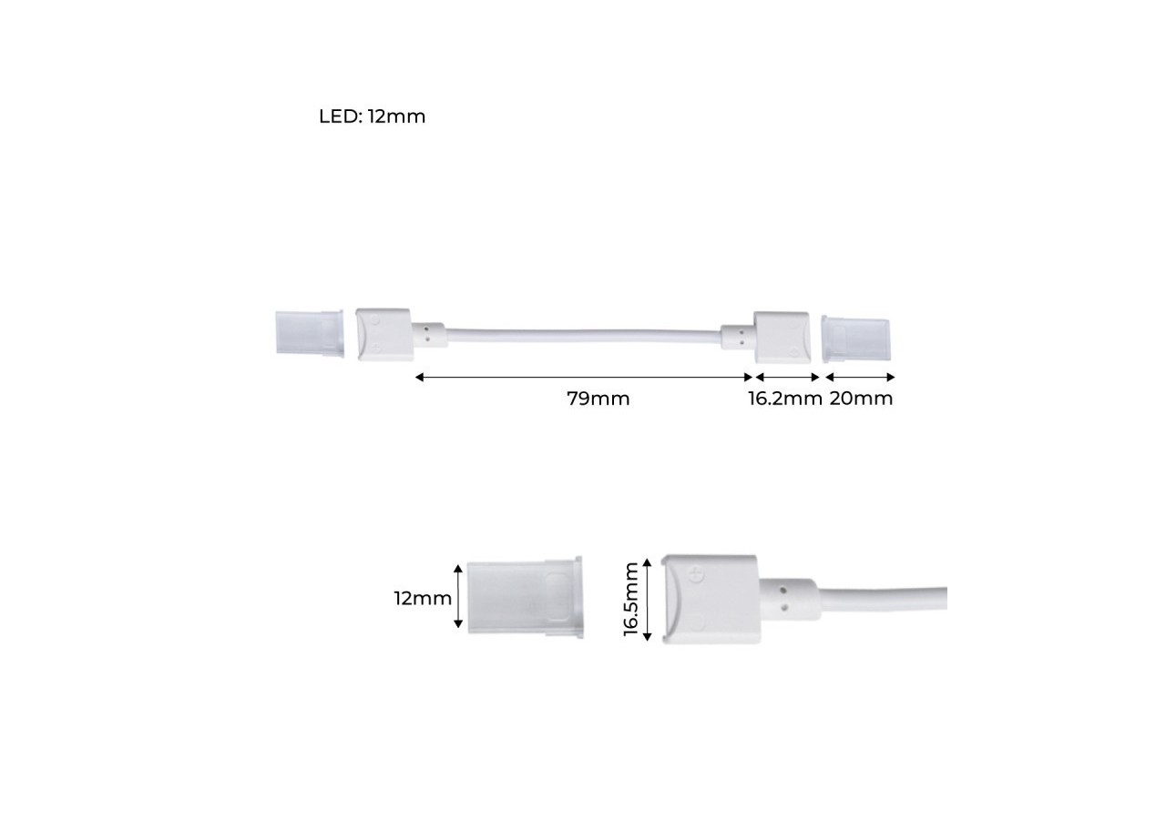 Connecteur étanche pour ruban LED avec câble-2 pins-ruban de 10 mm-IP68 - SDN10BXB-2W80 - Barcelona LED