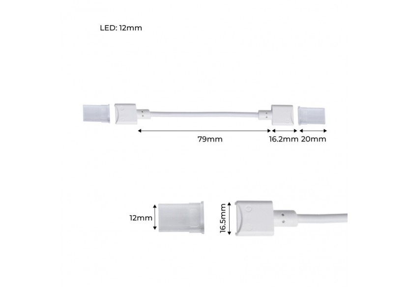 Connecteur étanche pour ruban LED avec câble-2 pins-ruban de 10 mm-IP68 - SDN10BXB-2W80 - Barcelona LED