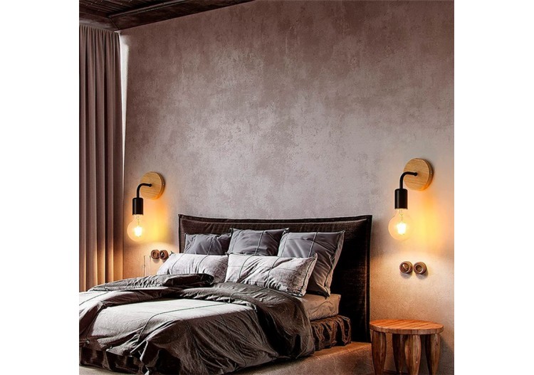 Lot de 2 Appliques murales en bois avec métal flexo "Morgan" - K134-2-N - Barcelona LED 2