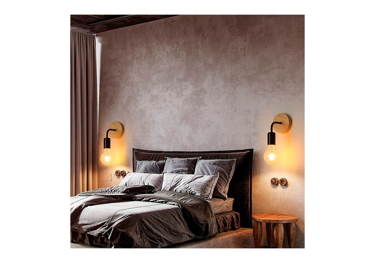 Lot de 2 Appliques murales en bois avec métal flexo "Morgan" - K134-2-N - Barcelona LED