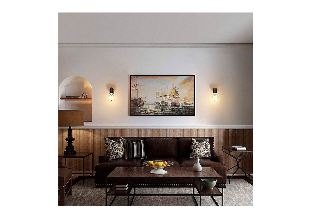 Lot de 2 Appliques murales en bois avec métal flexo "Morgan" - K134-2-N - Barcelona LED