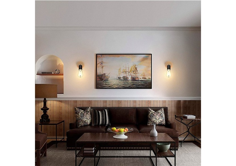 Lot de 2 Appliques murales en bois avec métal flexo "Morgan" - K134-2-N - Barcelona LED