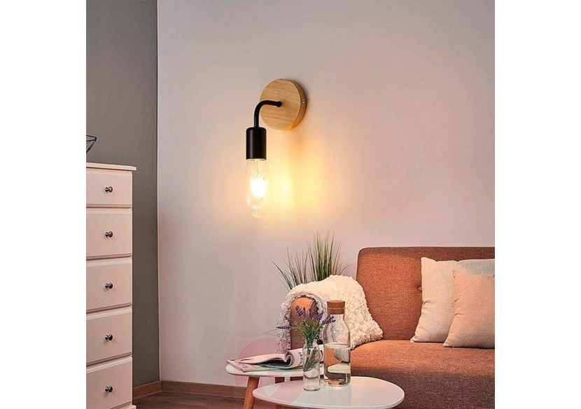 Lot de 2 Appliques murales en bois avec métal flexo "Morgan" - K134-2-N - Barcelona LED