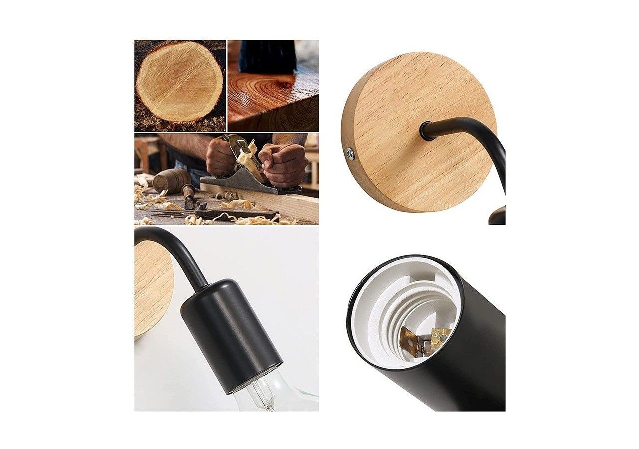 Lot de 2 Appliques murales en bois avec métal flexo "Morgan" - K134-2-N - Barcelona LED