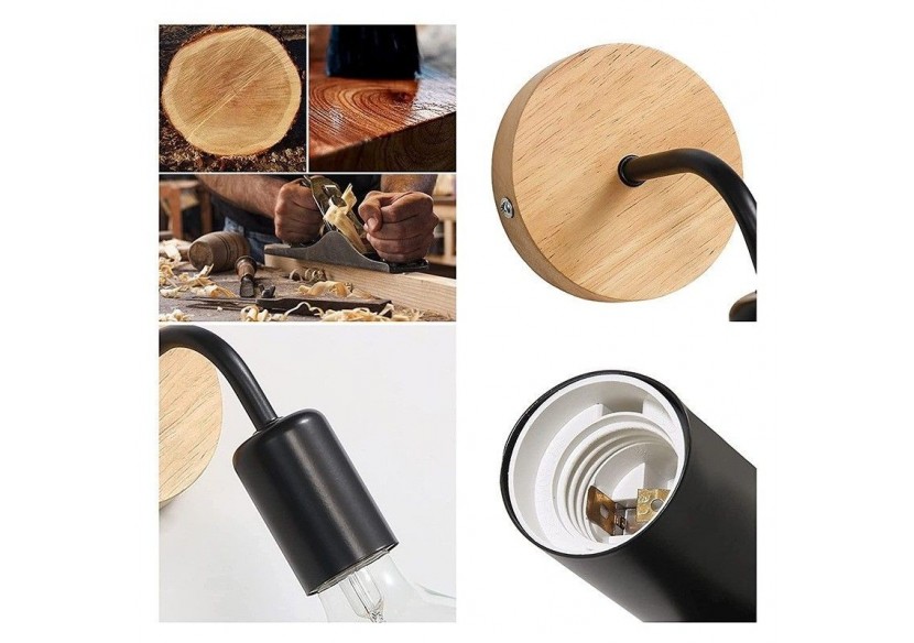 Lot de 2 Appliques murales en bois avec métal flexo "Morgan" - K134-2-N - Barcelona LED