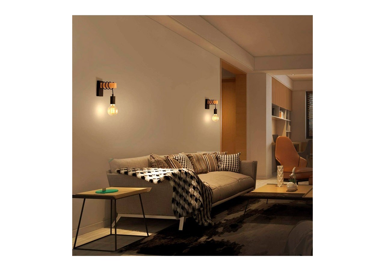 Lot de 2 appliques murales en bois rustique "RUDER" - K130-2-N - Barcelona LED