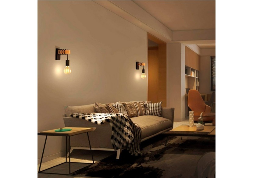 Lot de 2 appliques murales en bois rustique "RUDER" - K130-2-N - Barcelona LED