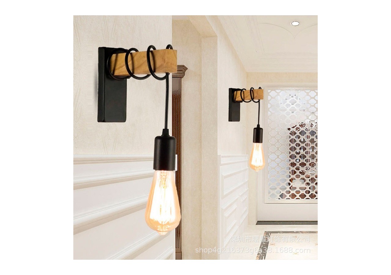 Lot de 2 appliques murales en bois rustique "RUDER" - K130-2-N - Barcelona LED