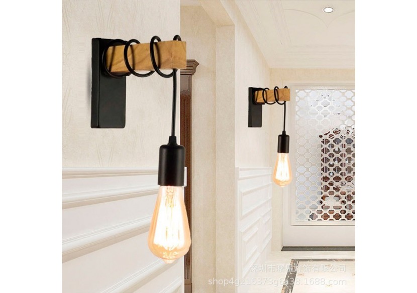 Lot de 2 appliques murales en bois rustique "RUDER" - K130-2-N - Barcelona LED