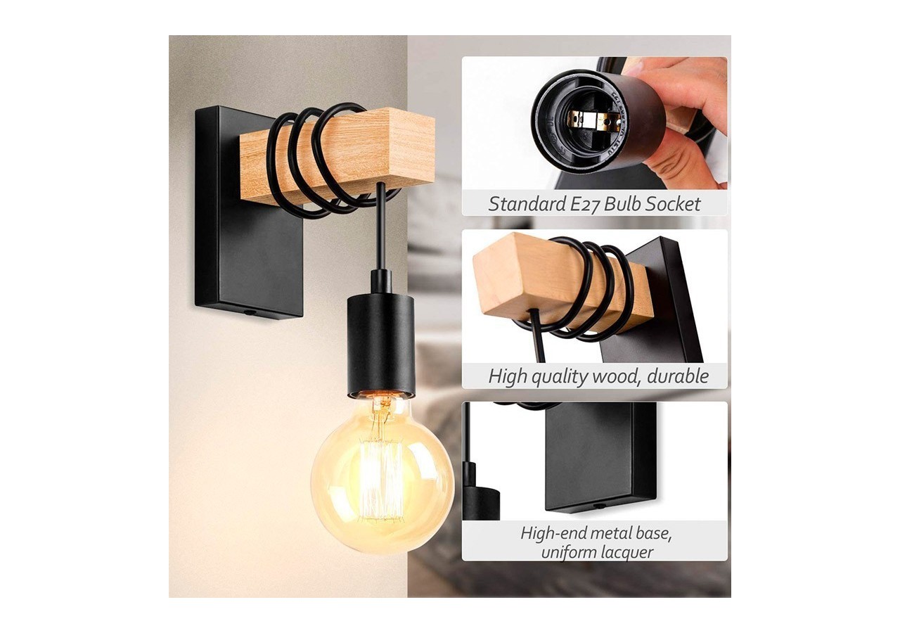 Lot de 2 appliques murales en bois rustique "RUDER" - K130-2-N - Barcelona LED