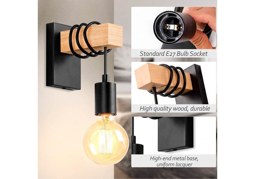 Lot de 2 appliques murales en bois rustique "RUDER" - K130-2-N - Barcelona LED