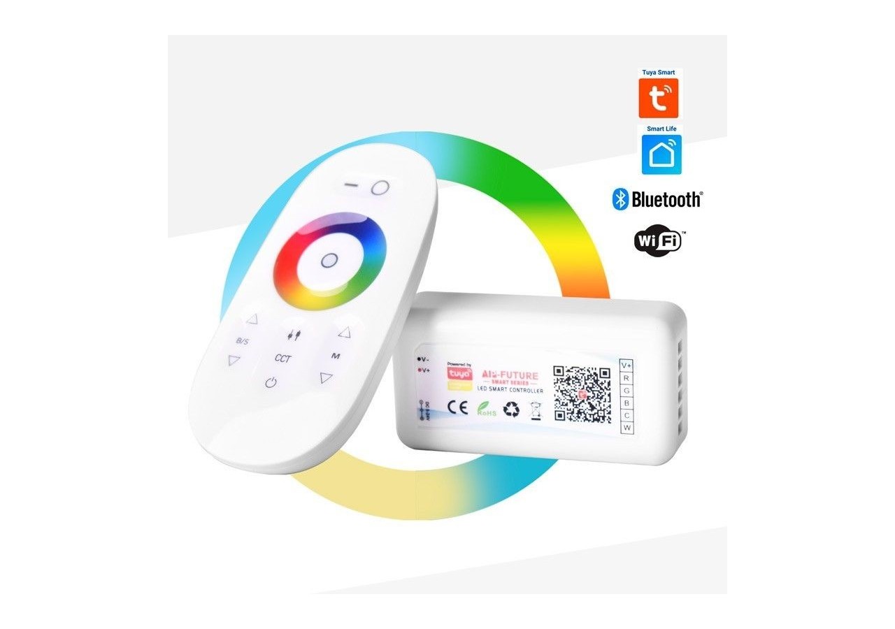 Contrôleur LED RGB+CCT SMART WIFI avec télécommande-12-24V DC-5 canaux - B1644-3-RGB+CCT - Barcelona LED