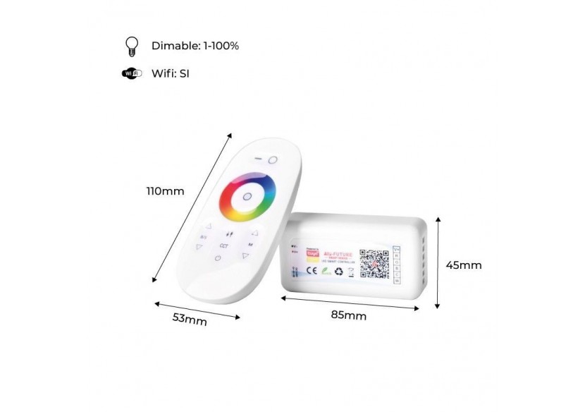 Contrôleur LED RGB+CCT SMART WIFI avec télécommande-12-24V DC-5 canaux - B1644-3-RGB+CCT - Barcelona LED