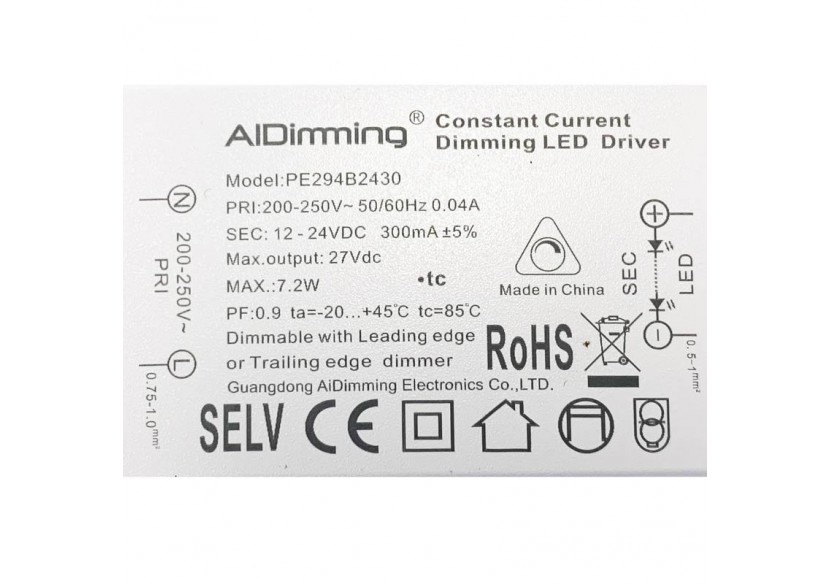 Driver Triac dimmable 12-24VDC 300MA - PE294B2430 - Barcelona LED
