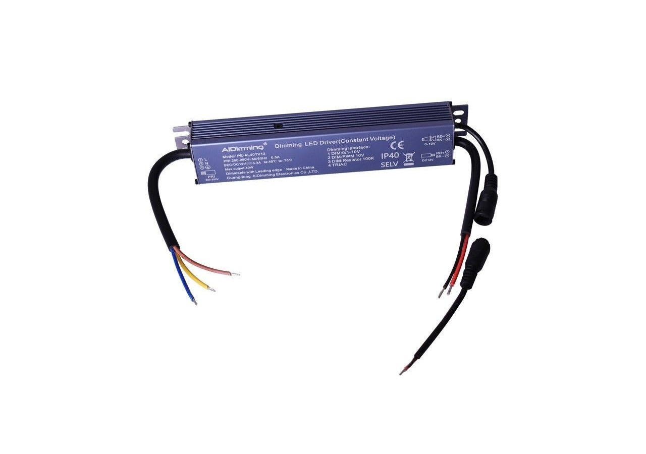 Alimentation dimmable TRIAC DC 12V 40W 3.3A 40W IP40 - PE-AL40TV12 - Barcelona LED