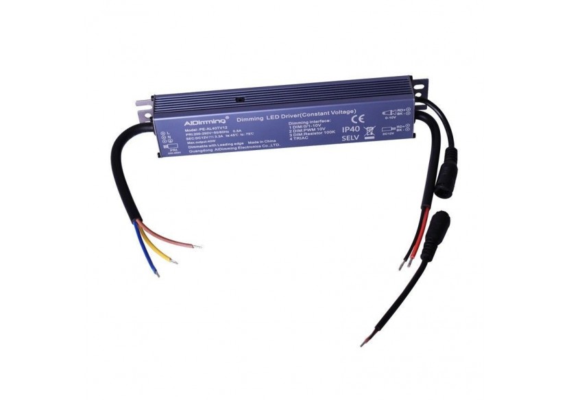 Alimentation dimmable TRIAC DC 12V 40W 3.3A 40W IP40 - PE-AL40TV12 - Barcelona LED