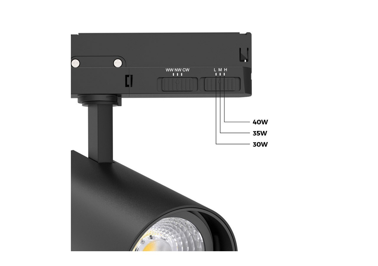 Projecteur sur rail triphasé CCT 30W/35W/40W - B00221-N-CCT - Barcelona LED