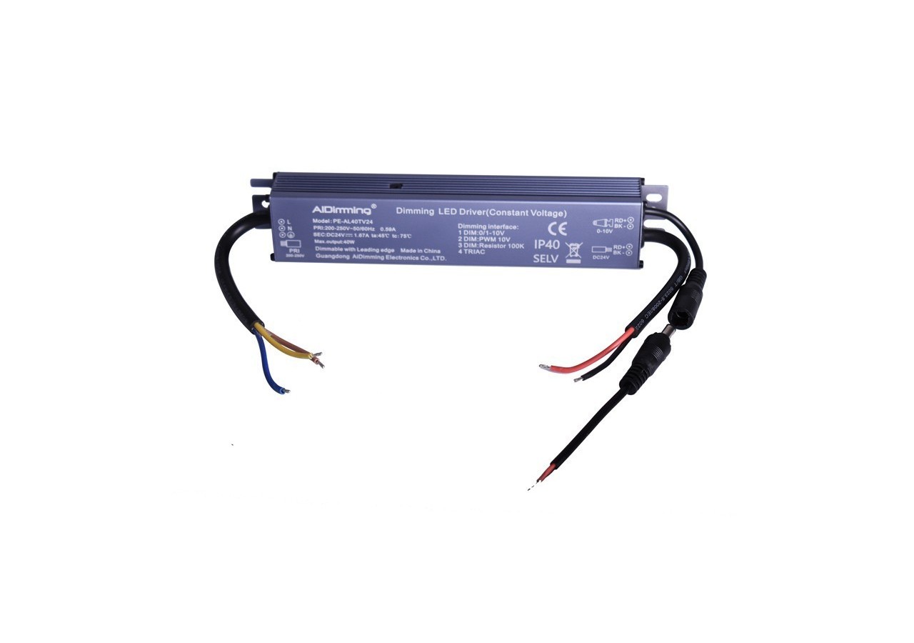 Transformateur Triac dimmable DC 24V 42W 1.67A IP40 - PE-AL40TV24 - Barcelona LED