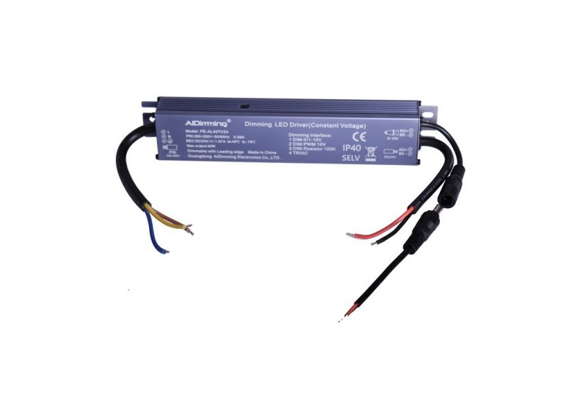 Transformateur Triac dimmable DC 24V 42W 1.67A IP40 - PE-AL40TV24 - Barcelona LED