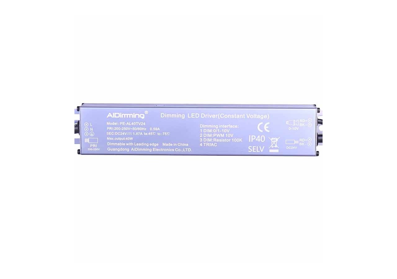 Transformateur Triac dimmable DC 24V 42W 1.67A IP40 - PE-AL40TV24 - Barcelona LED