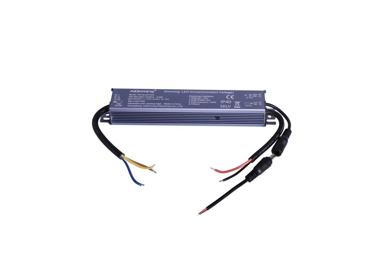 Transformateur Triac dimmable DC 24V 42W 1.67A IP40 - PE-AL40TV24 - Barcelona LED