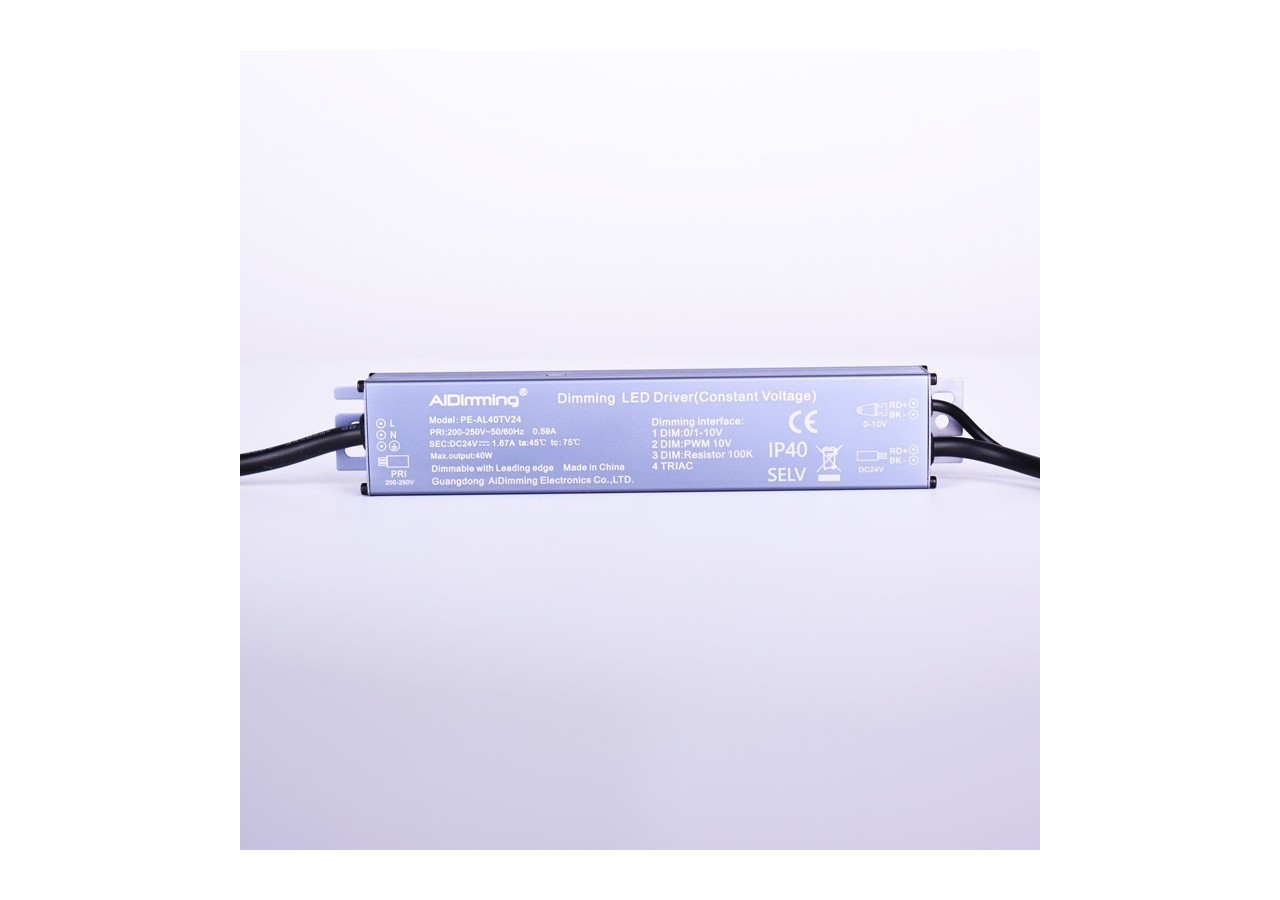 Transformateur Triac dimmable DC 24V 42W 1.67A IP40 - PE-AL40TV24 - Barcelona LED