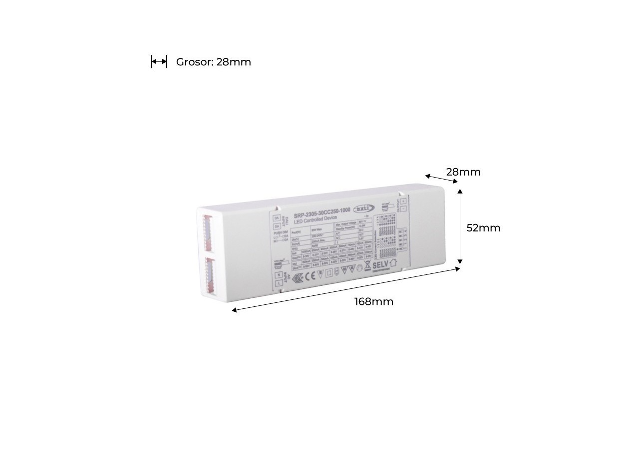Driver Dali 1 canal à courant constant de 250ma à 1000ma - SRP-2305-30CC250-1000 - Barcelona LED