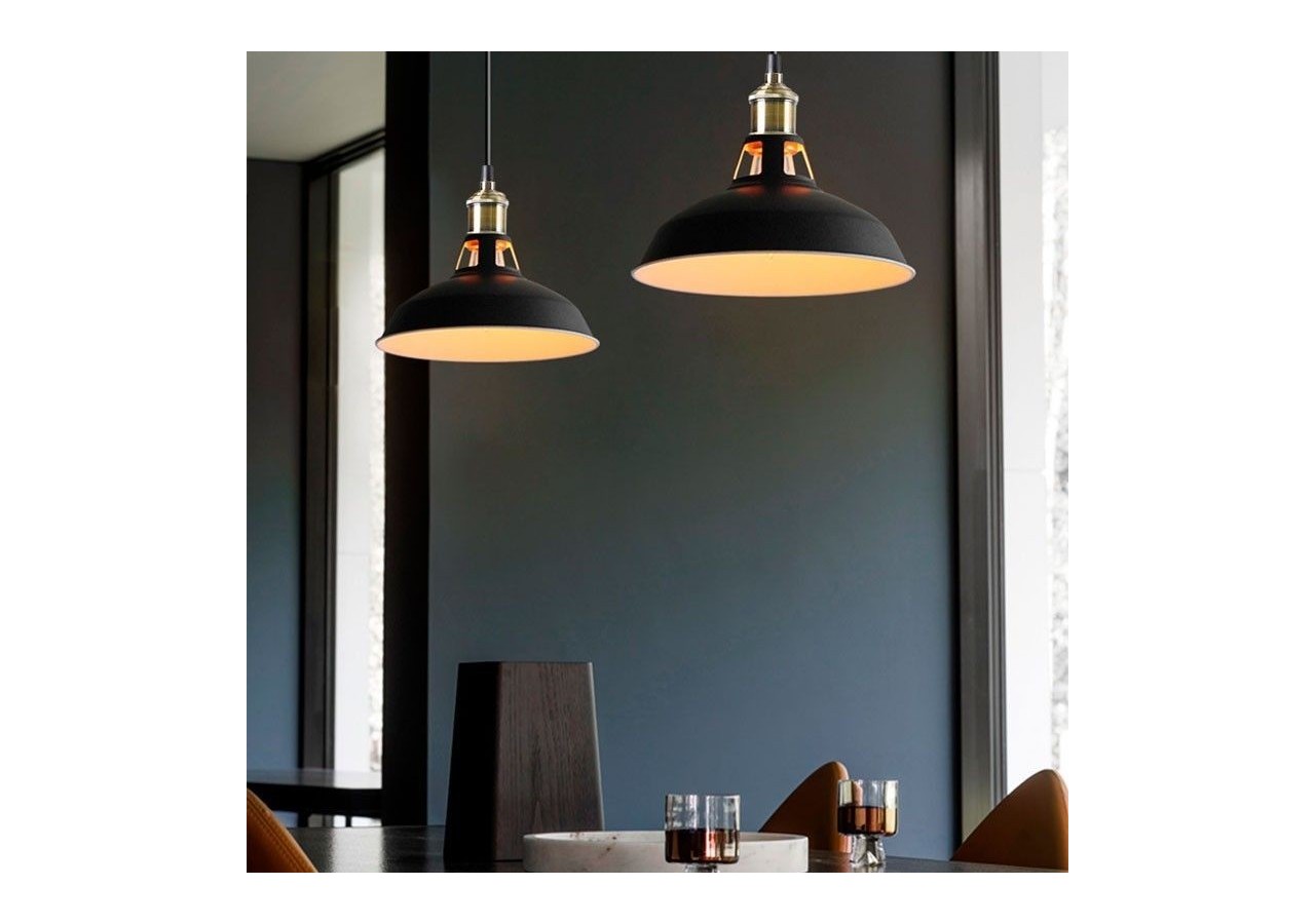 Suspension style rétro industriel "MANACOR" avec dôme en métal - LN1106-N - Barcelona LED