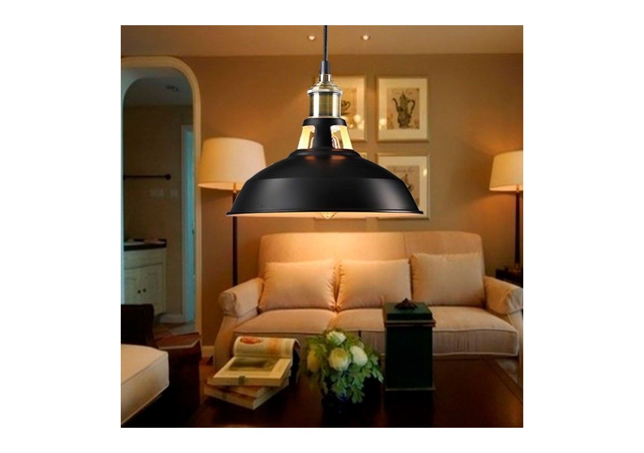 Suspension style rétro industriel "MANACOR" avec dôme en métal - LN1106-N - Barcelona LED