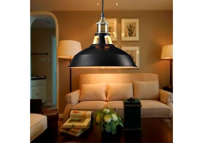 Suspension style rétro industriel "MANACOR" avec dôme en métal - LN1106-N - Barcelona LED