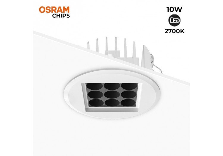 Spot LED encastrable 10W 24 degrés UGR18 Osram Chip - B1256-B-270 - Barcelona LED