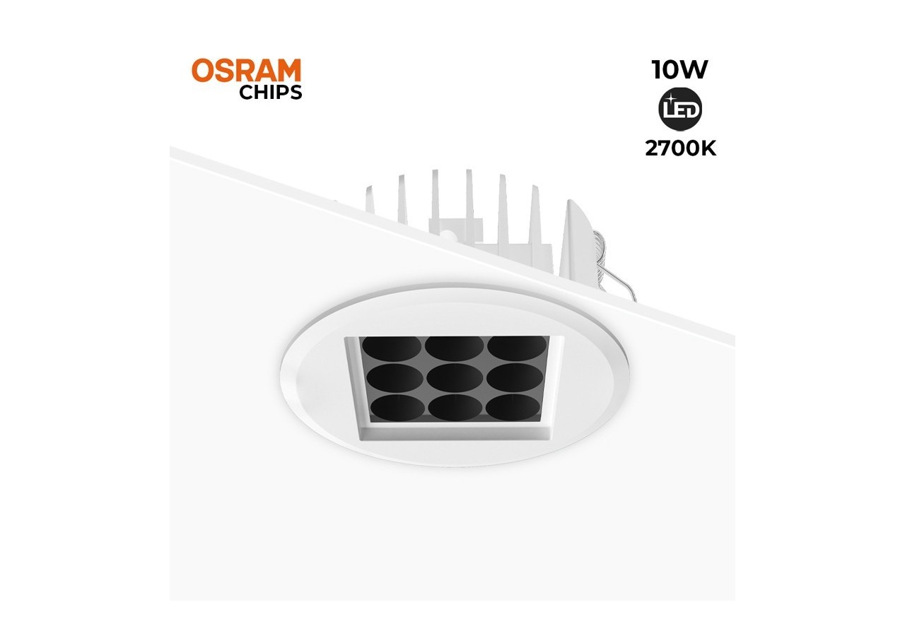 Spot LED encastrable 10W 24 degrés UGR18 Osram Chip - B1256-B-270 - Barcelona LED