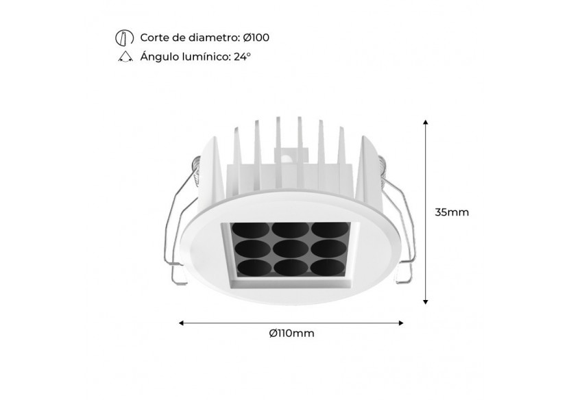 Spot LED encastrable 10W 24 degrés UGR18 Osram Chip - B1256-B-270 - Barcelona LED