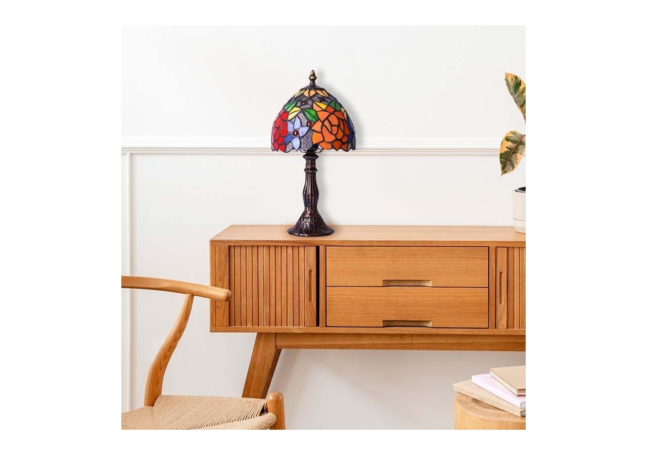 Lampe de table d'inspiration Tiffany avec mosaïque en verre - L3076 - Barcelona LED